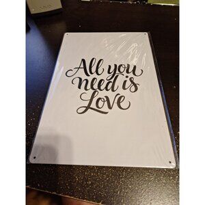 All You Need Is Love Metal Tin Sign 8" x 12" Vintage Romantic Home Wall Decor